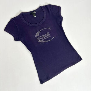 y2k euro Cavalli dark purple short sleeve top
